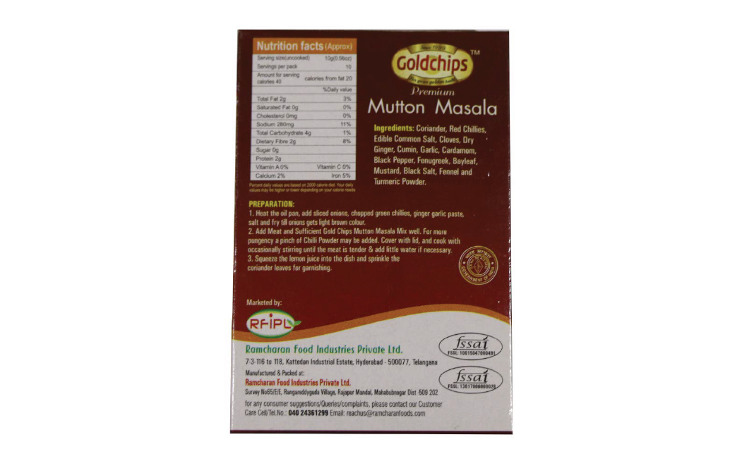Goldchips Mutton Masala    Pack  50 grams